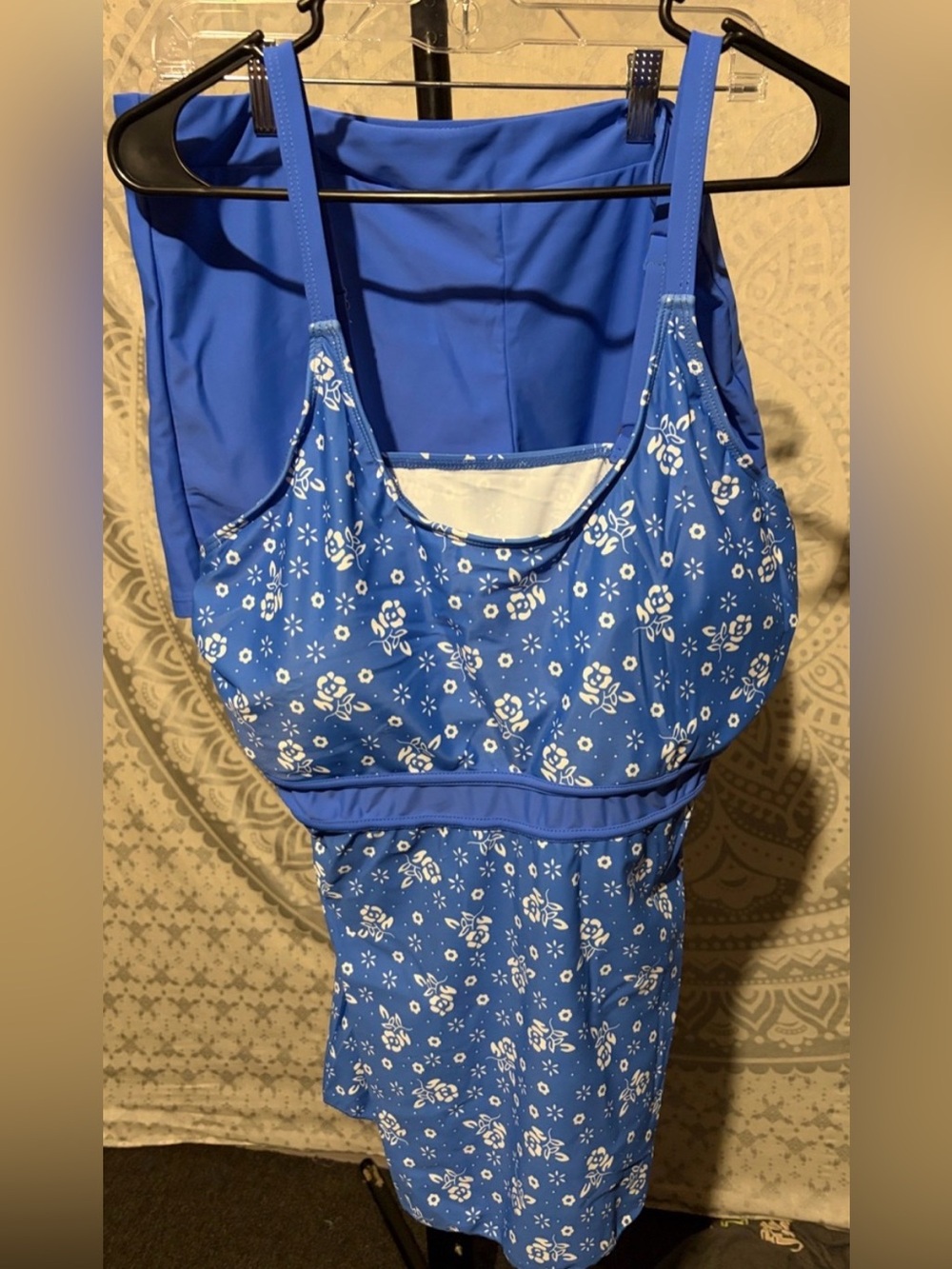 2 Piece Blue Floral Swim Set | Tankini/Shorts | NWOT | XXL